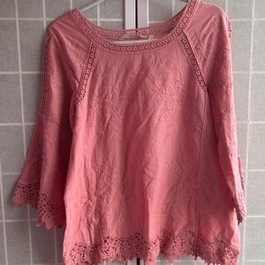 Soft Surroundings pink Lace Blouse